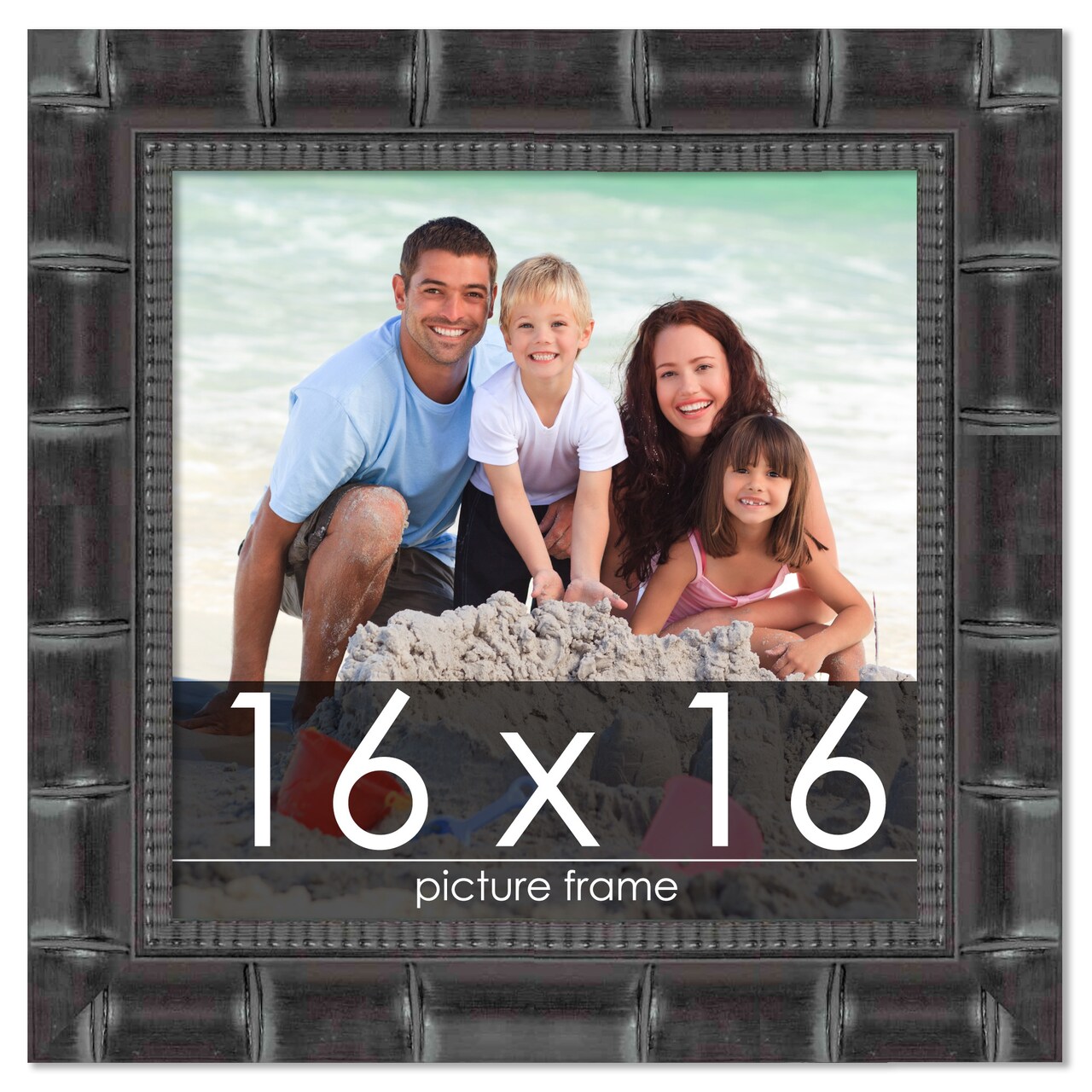 16x16 Wide Bamboo Picture Frame with UV-Resistant Acrylic & Acid Free Backing, Available in 4 Finishes - Brown, Black, Silver, and Natural